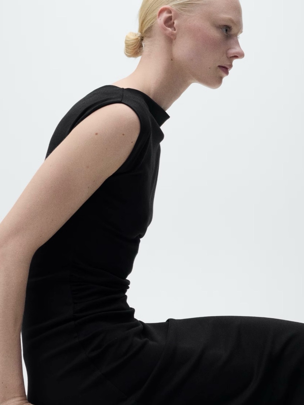 Mango One-Shoulder Black Dress